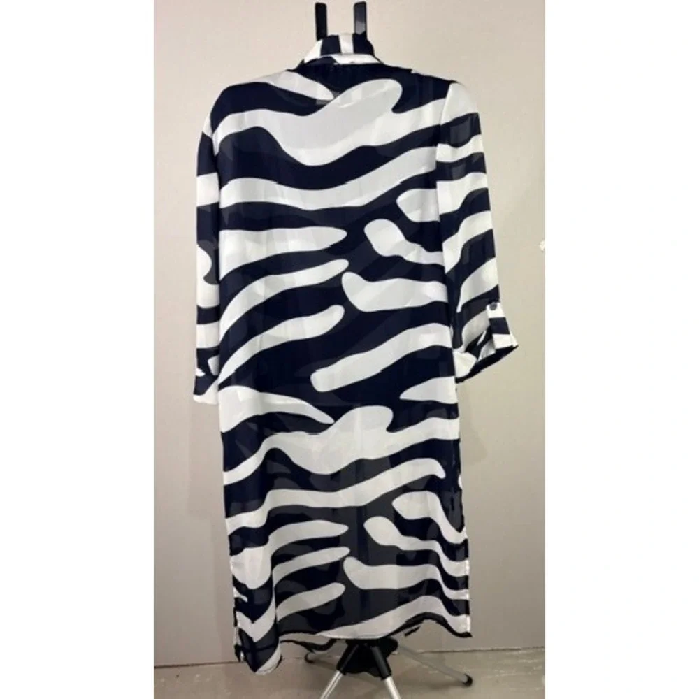 Dana Kay Womens 14W Zebra‎ Print Duster Jacket and Tank Top 2 Piece Set